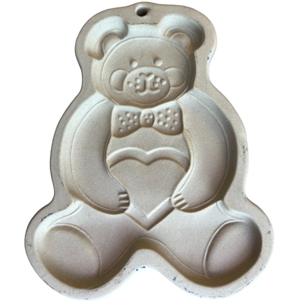 Vtg 1991 THE PAMPERED CHEF Teddy Bear Stoneware Cookie Mold Form Biscuits